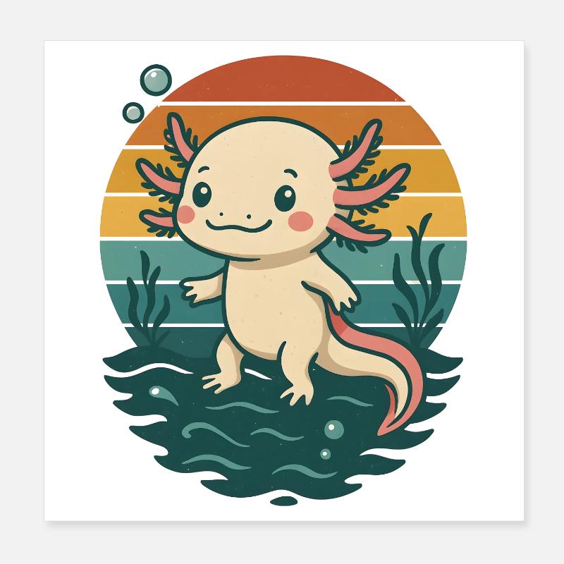 Mignon Retro Axolotl Poster 20 x 20 cm
