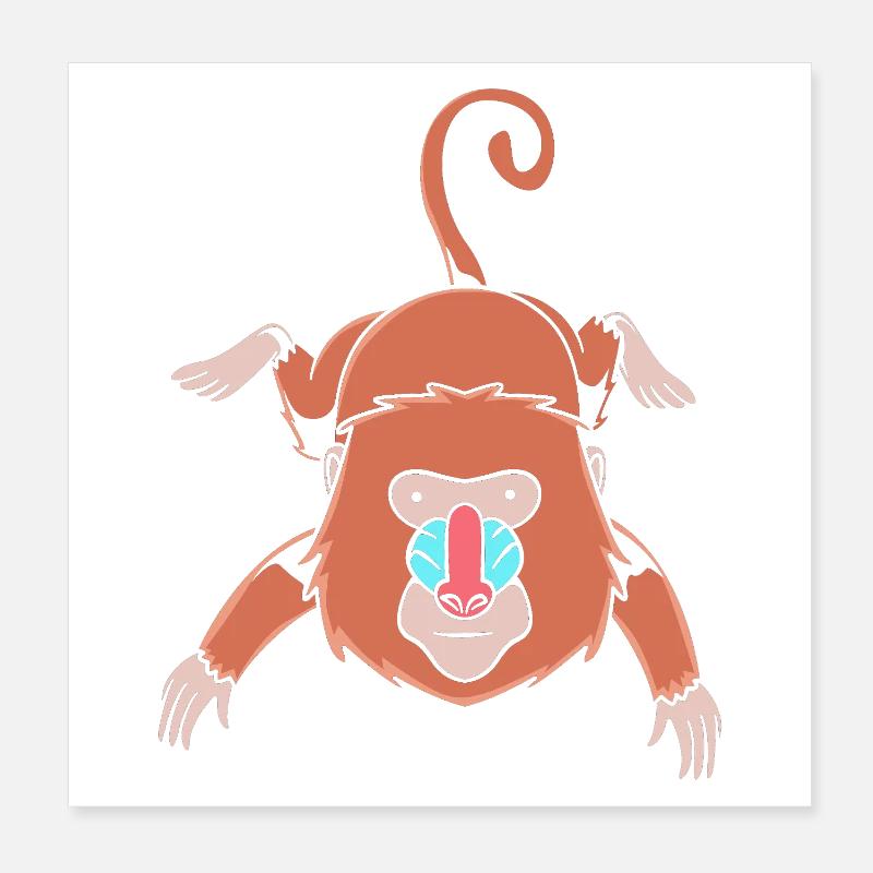 Monkey Poster 8" x 8" (20x20 cm)