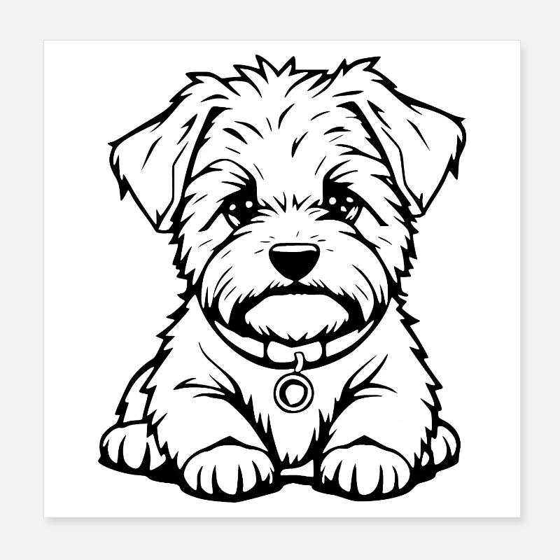 Chien Blanc Noir et Blanc Poster 20 x 20 cm
