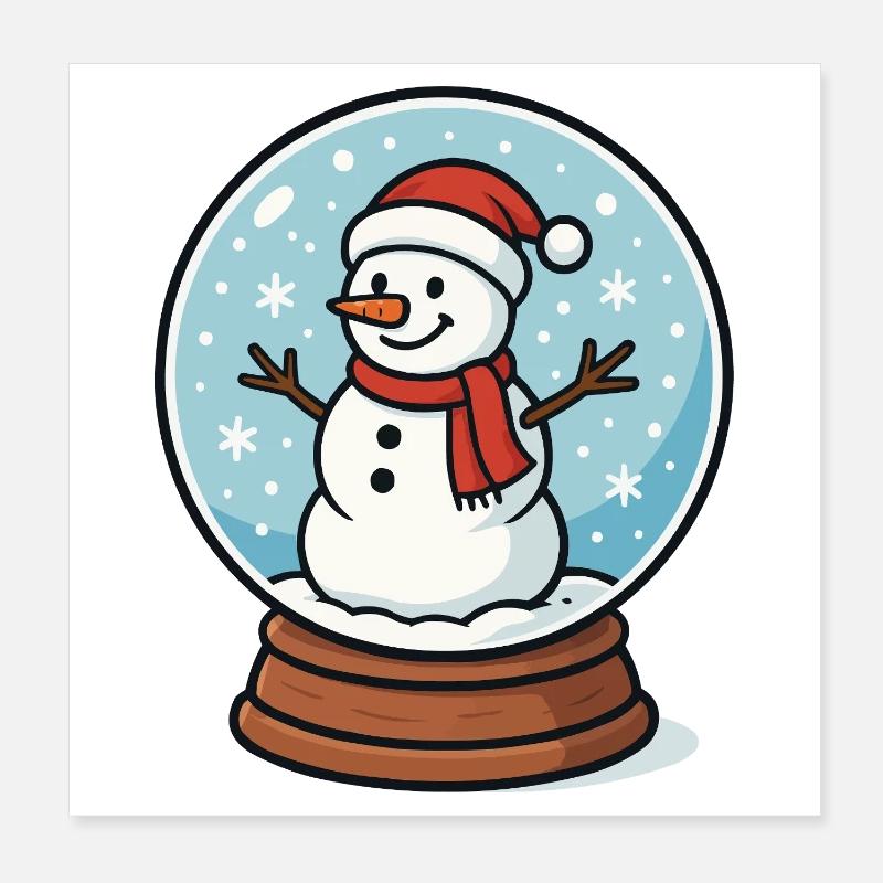 Snow Globe Snowman Poster 8" x 8" (20x20 cm)