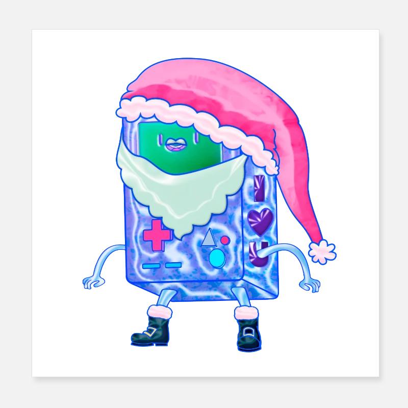 Console de jeu de Noël Kawaii Robot Santa Poster 20 x 20 cm