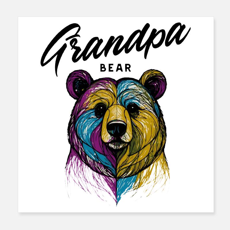 Rainbow Bear Split Grandpa Bear Poster 8" x 8" (20x20 cm)