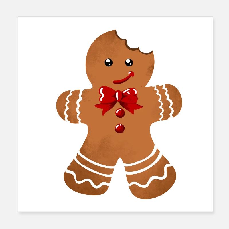 Sugar Gloss Gingerbread Man with Bow Poster 8" x 8" (20x20 cm)