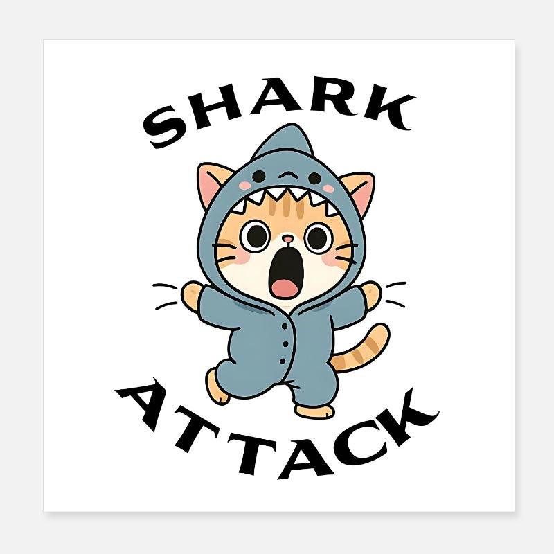 Shark Attack - Attaque de requin Poster 20 x 20 cm