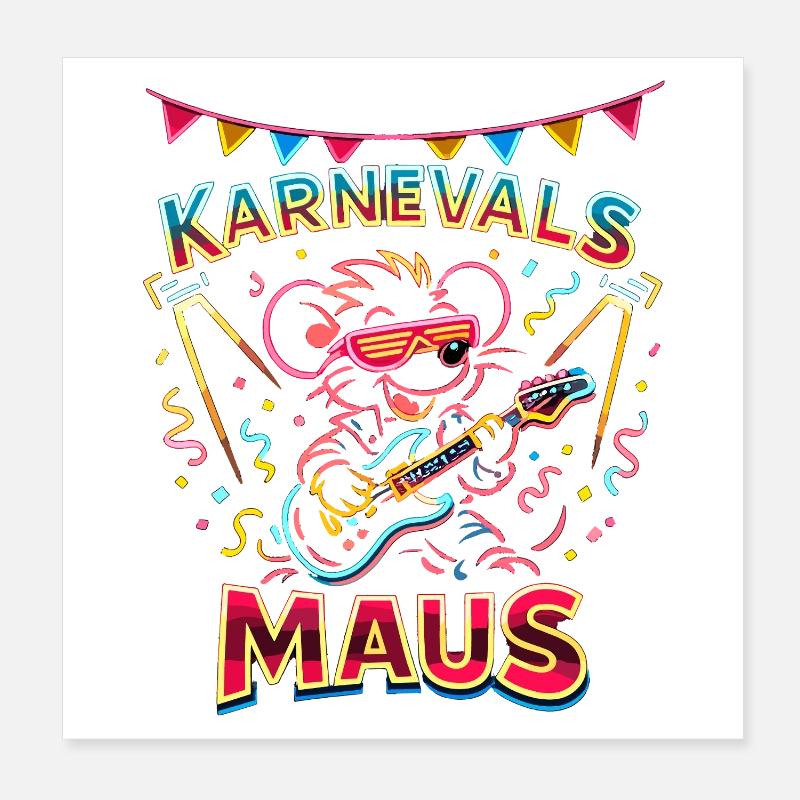 Orchestre de Rock de la Souris de Carnaval pour Cologne Alaaf Poster 20 x 20 cm