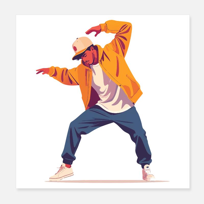 Breakdance Pose Dancer Person Style Dancing Motif Poster 8" x 8" (20x20 cm)