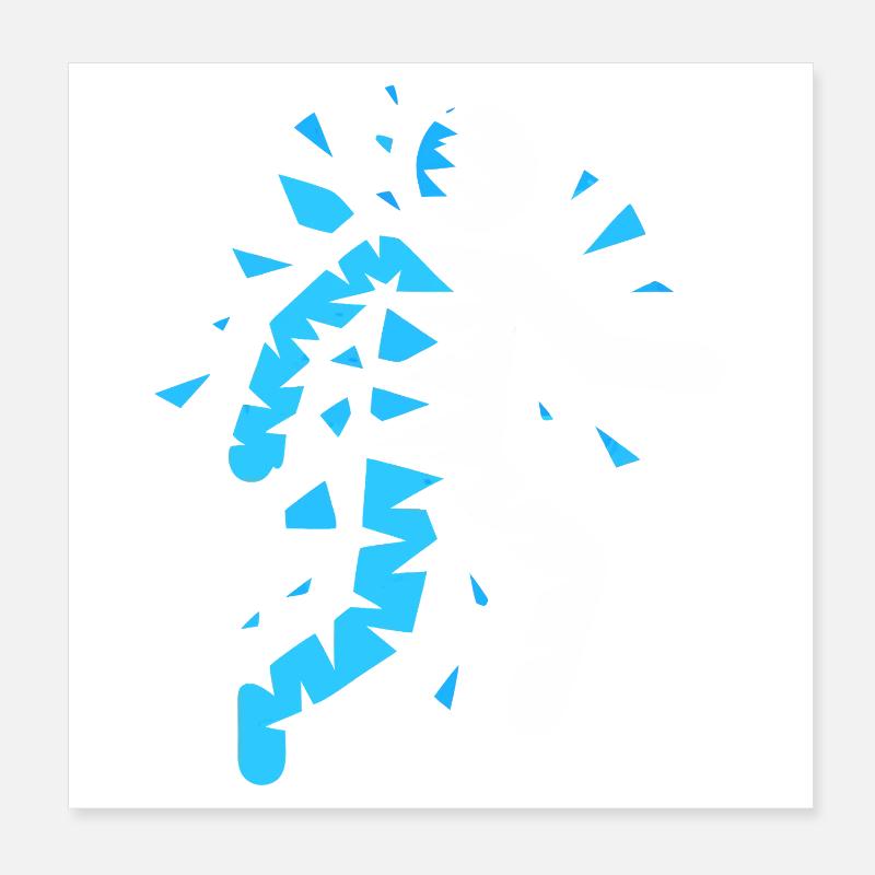 Blue exploded silhouette Poster 8" x 8" (20x20 cm)
