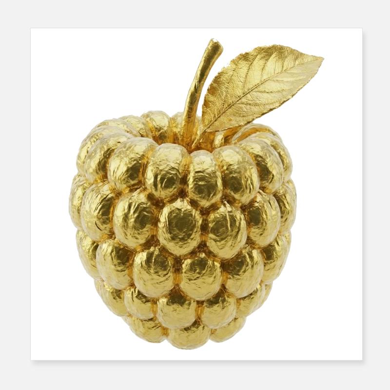 Motif de framboise dorée Poster 20 x 20 cm