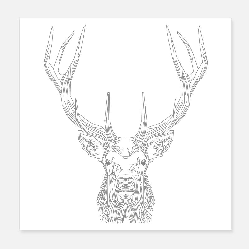 Tech Deer – Geometric Deer in Grey Poster 8" x 8" (20x20 cm)