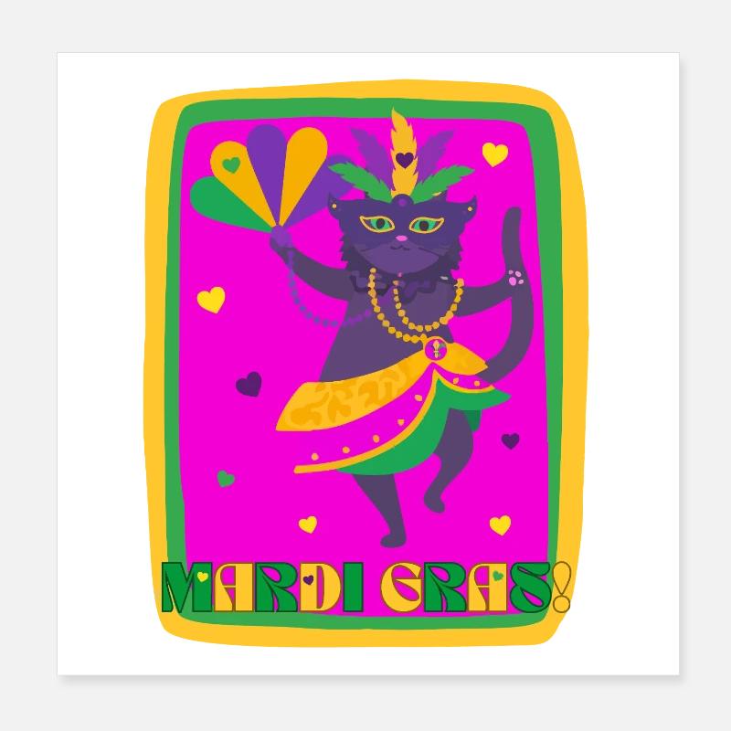 Chat dansant du Mardi Gras Poster 20 x 20 cm