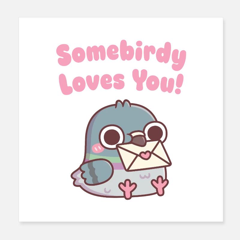Pigeon mignon, un oiseau t’aime jeu de mots Poster 20 x 20 cm