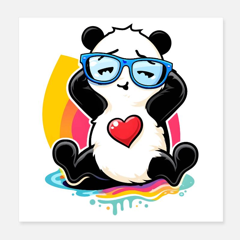 Relaxter Panda mit Sonnenbrille  Poster 20x20 cm