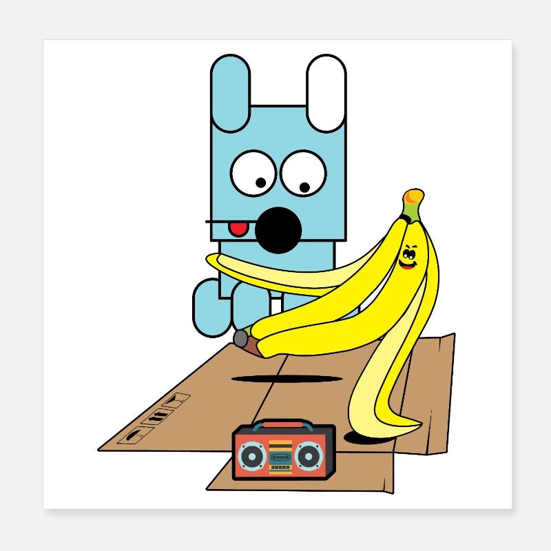 Bananen-Boogie-Welpe Poster 20x20 cm