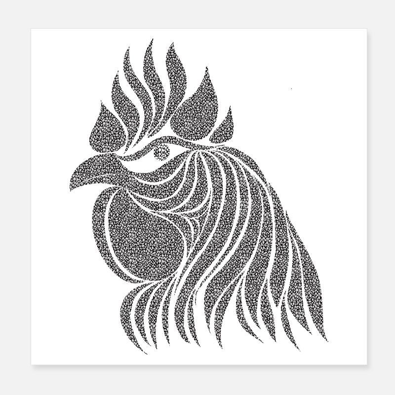 Fans de poulet - Coq - Coq - Poulet fleur - Bio Poster 20 x 20 cm