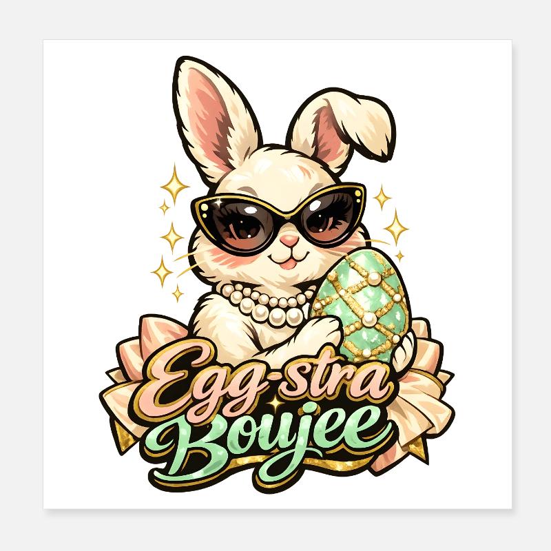Pâques Egg-stra Boujee Lapin de Pâques Poster 20 x 20 cm