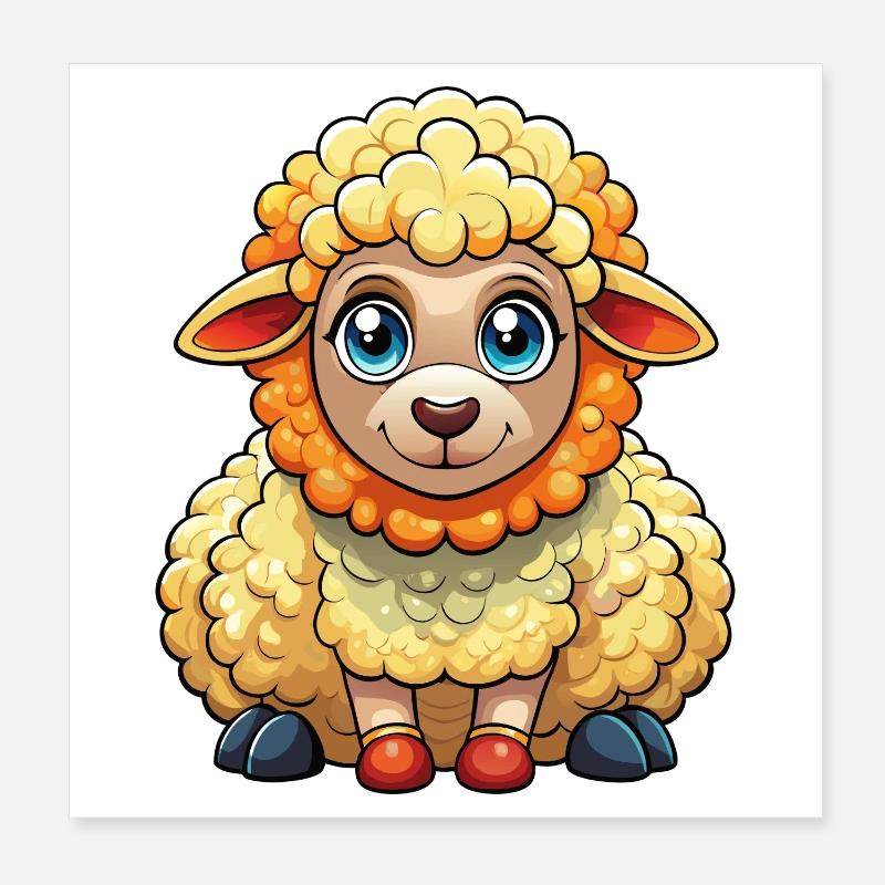 Süßes Schaf, das sitzt Poster 20x20 cm