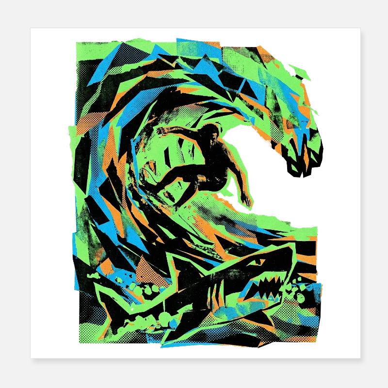 Surfeurs de vacances à la plage Poster 20 x 20 cm