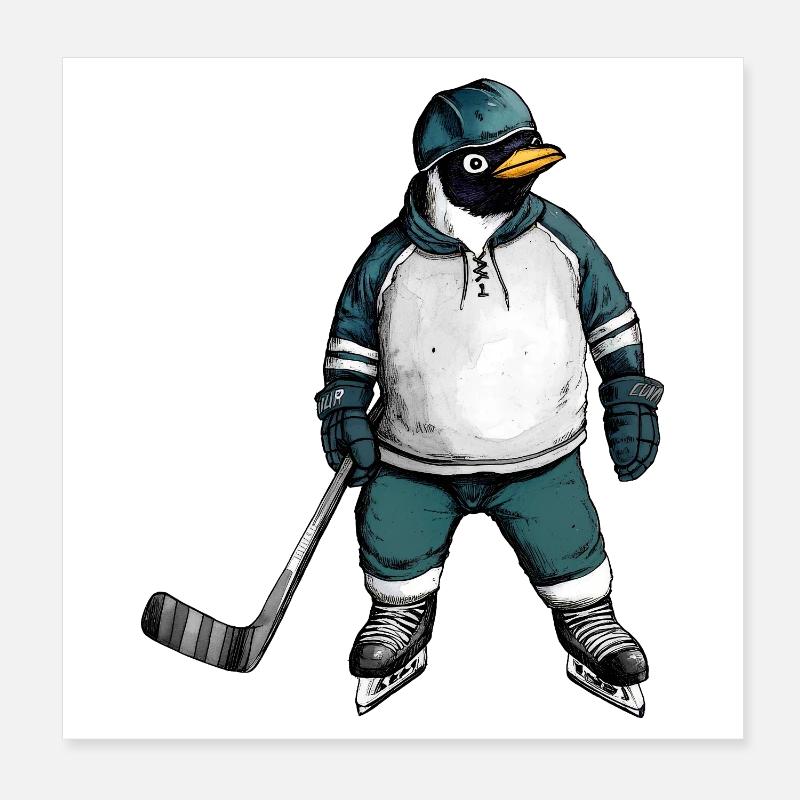 Eishockey Pinguin Poster 20x20 cm