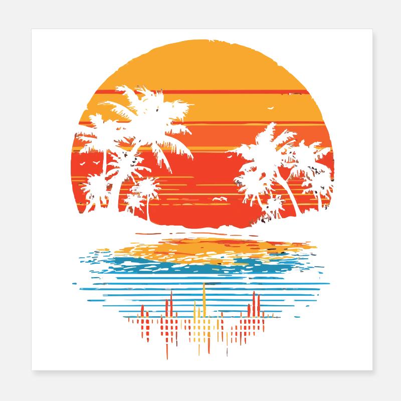 Beach Retro Poster 20 x 20 cm