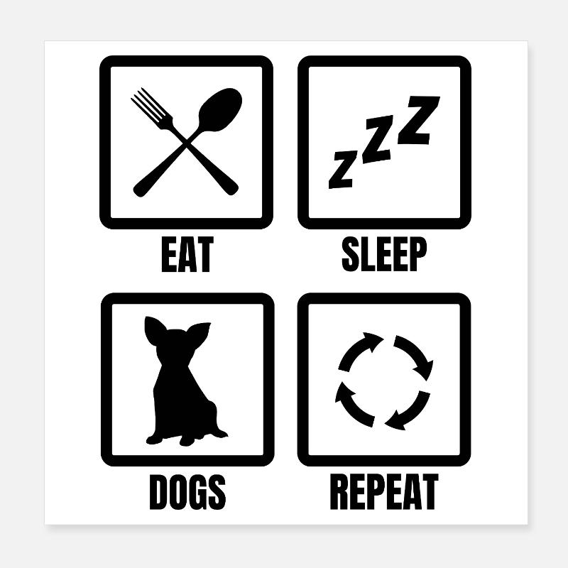 Eat Sleep Dogs Repeat Poster 20x20 cm