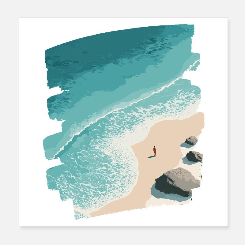 Palmiers de mer de plage Poster 20 x 20 cm