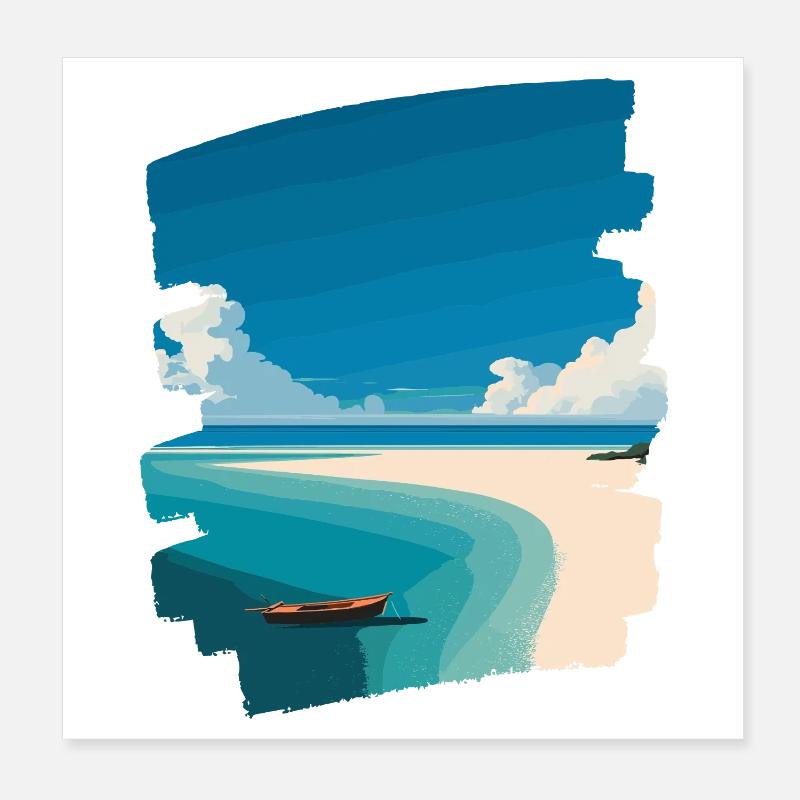 Palmiers de mer de plage Poster 20 x 20 cm