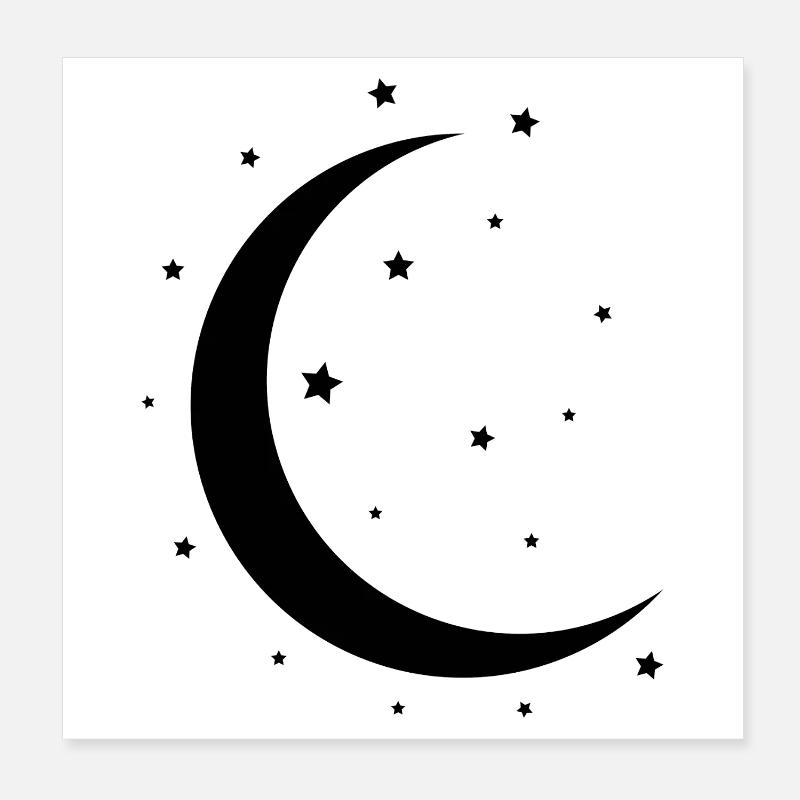 Halbmond und Sterne Poster 20x20 cm