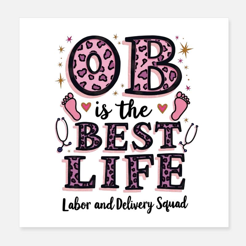 Pink Leopard Best Life Infirmière obstétricienne à Krankenschwester Poster 20 x 20 cm