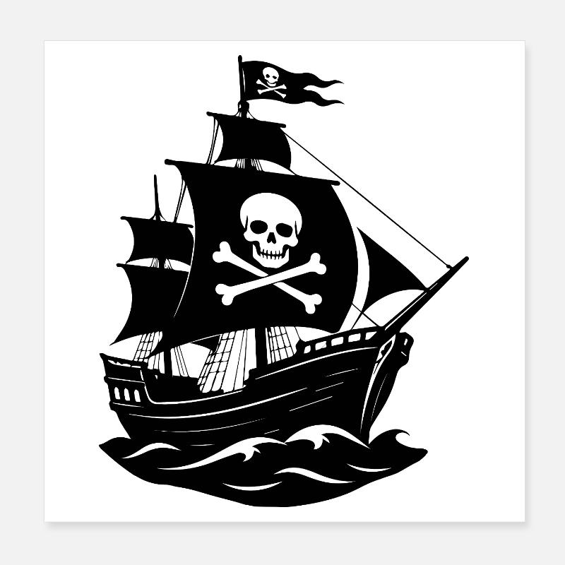 Piratenschiff Poster 20x20 cm