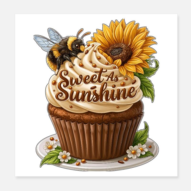 Art de cupcakes doux comme le soleil Poster 20 x 20 cm