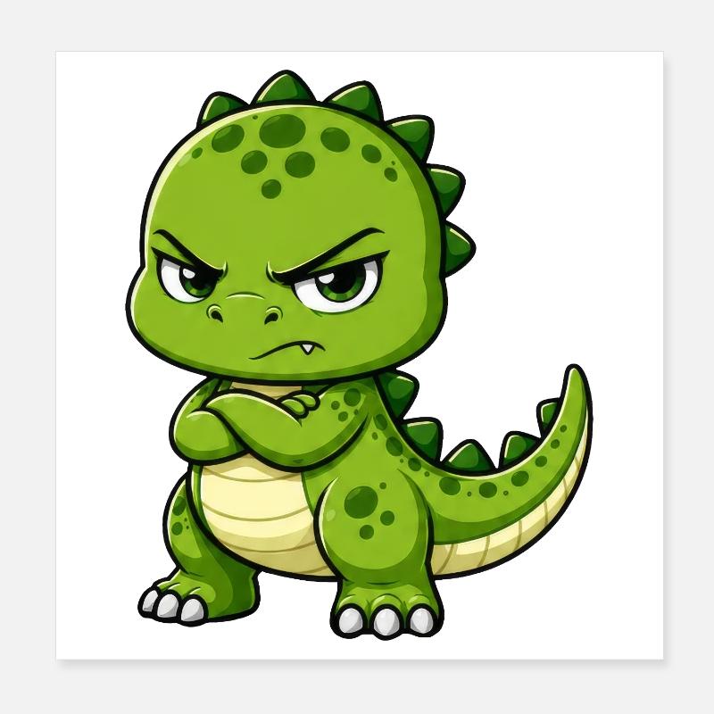 Funny T-Rex cartoon grumpy confident Poster 8" x 8" (20x20 cm)