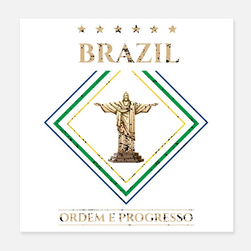 Brésil vintage-Ordre et Progrès Poster 20 x 20 cm