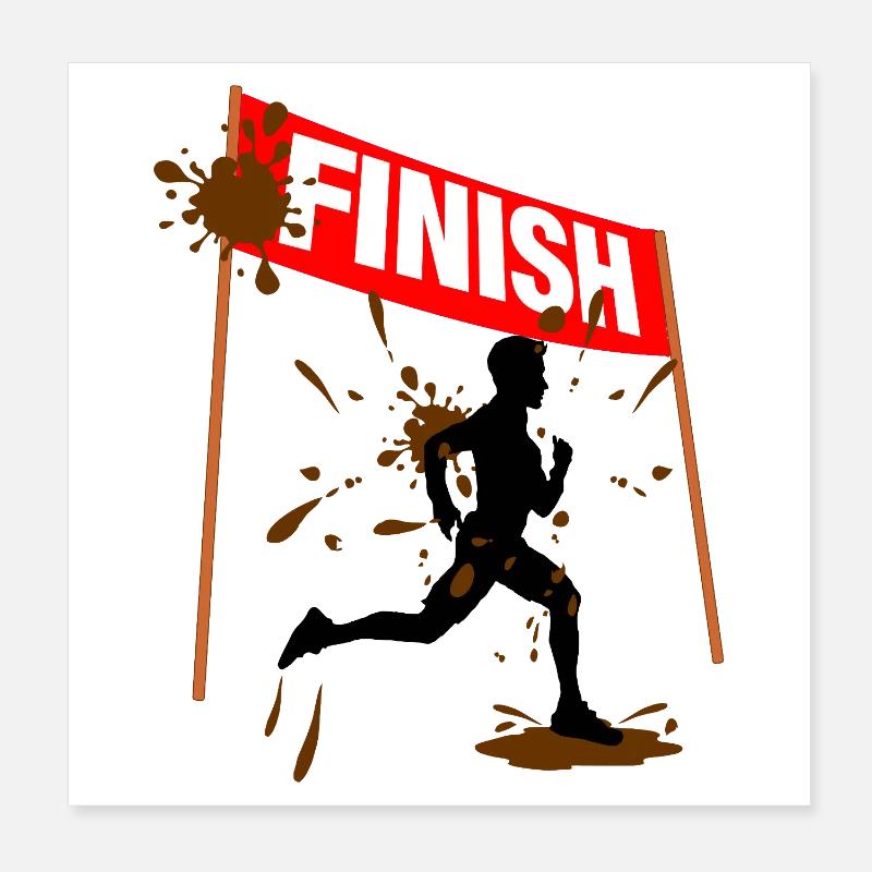 Finisher Course de Boue Hommes Poster 20 x 20 cm