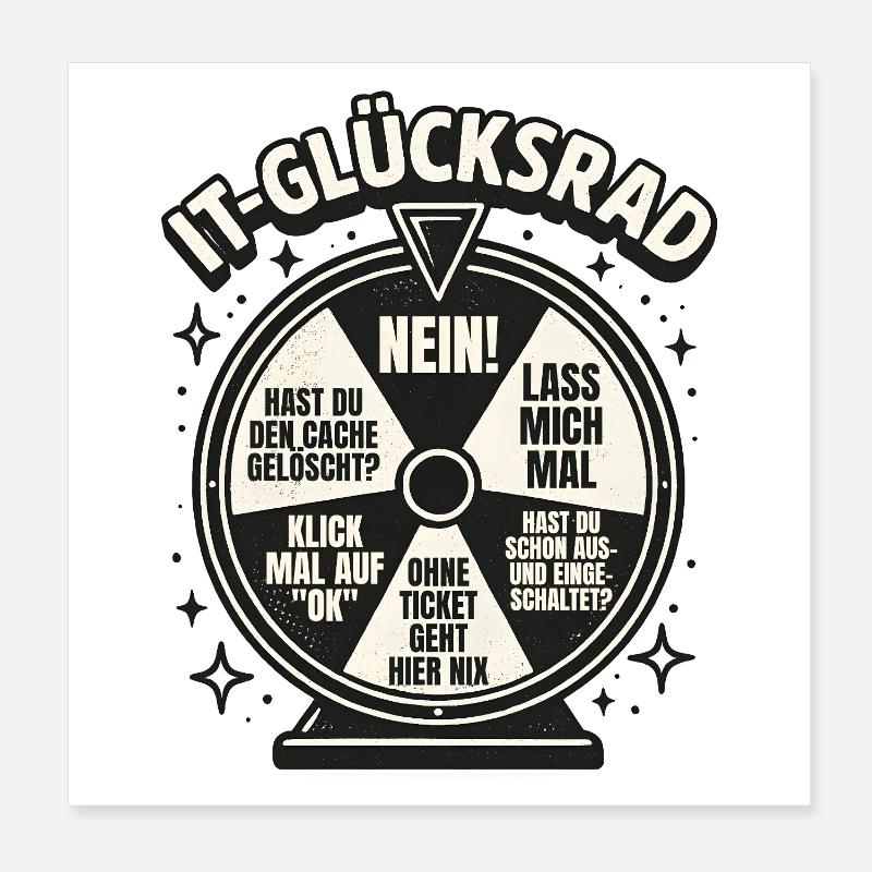 IT-Glücksrad Tech-Wortwitz Runde Poster 20x20 cm