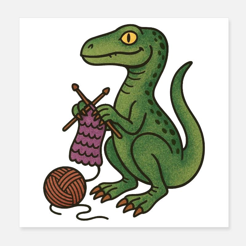 Dino Strick-Cozy Poster 20x20 cm