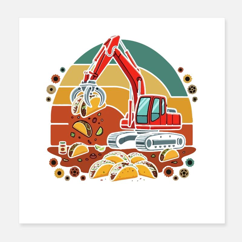 Excavation de tacos de construction Poster 20 x 20 cm