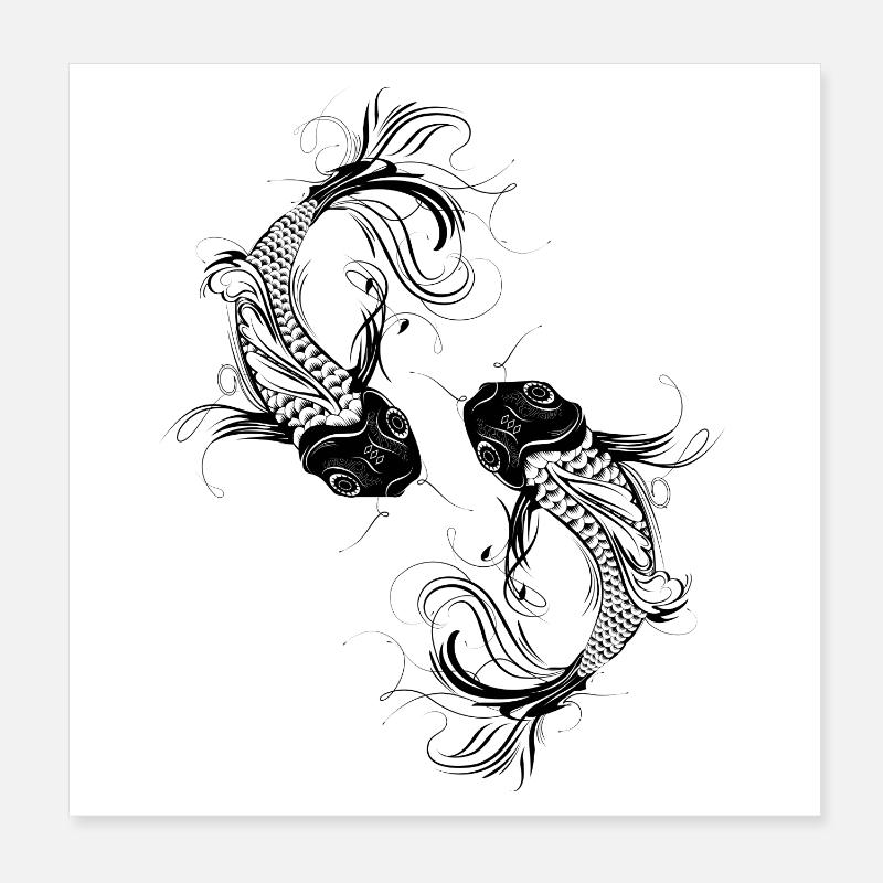 two fanciful Kois Poster 8" x 8" (20x20 cm)