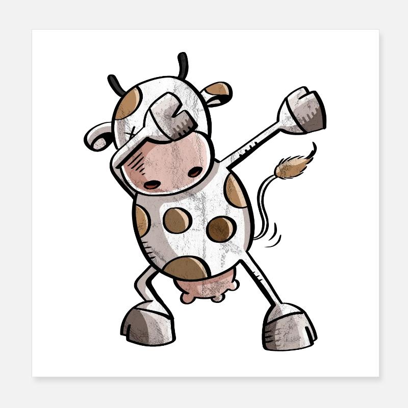 Funny Dab Dance Cow - Dabbing - Cow - Dancing Poster 8" x 8" (20x20 cm)