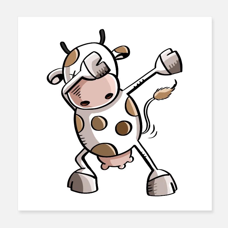 Funny Dab Dance Cow - Dabbing Cow Poster 8" x 8" (20x20 cm)