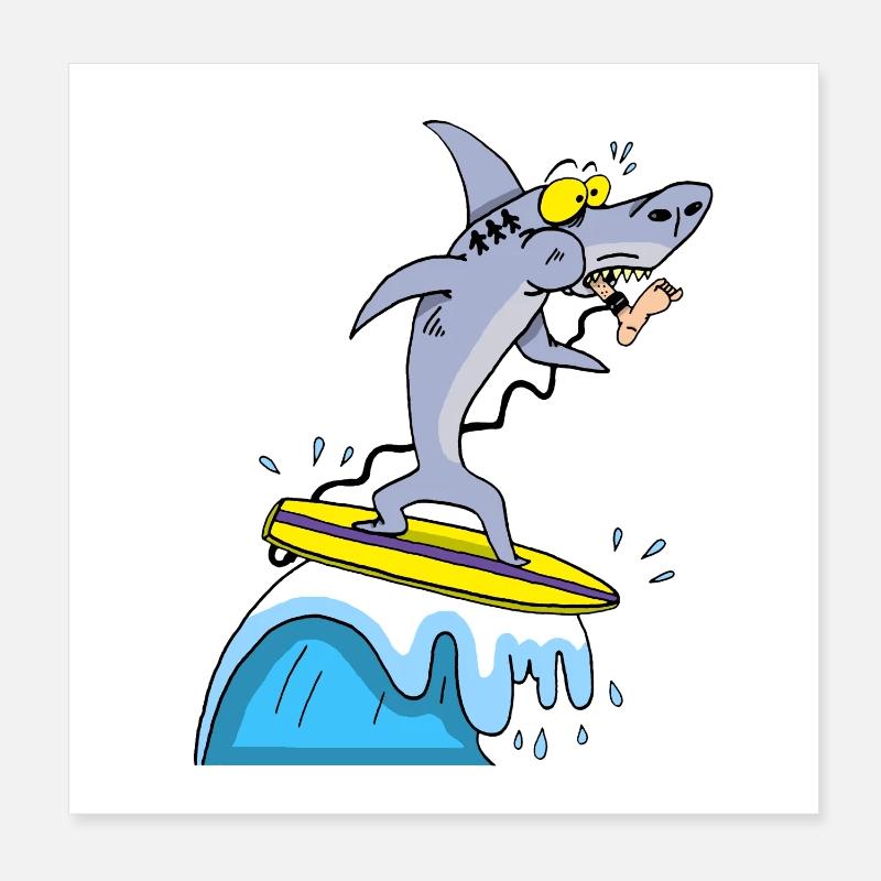 Surfer shark Poster 8" x 8" (20x20 cm)