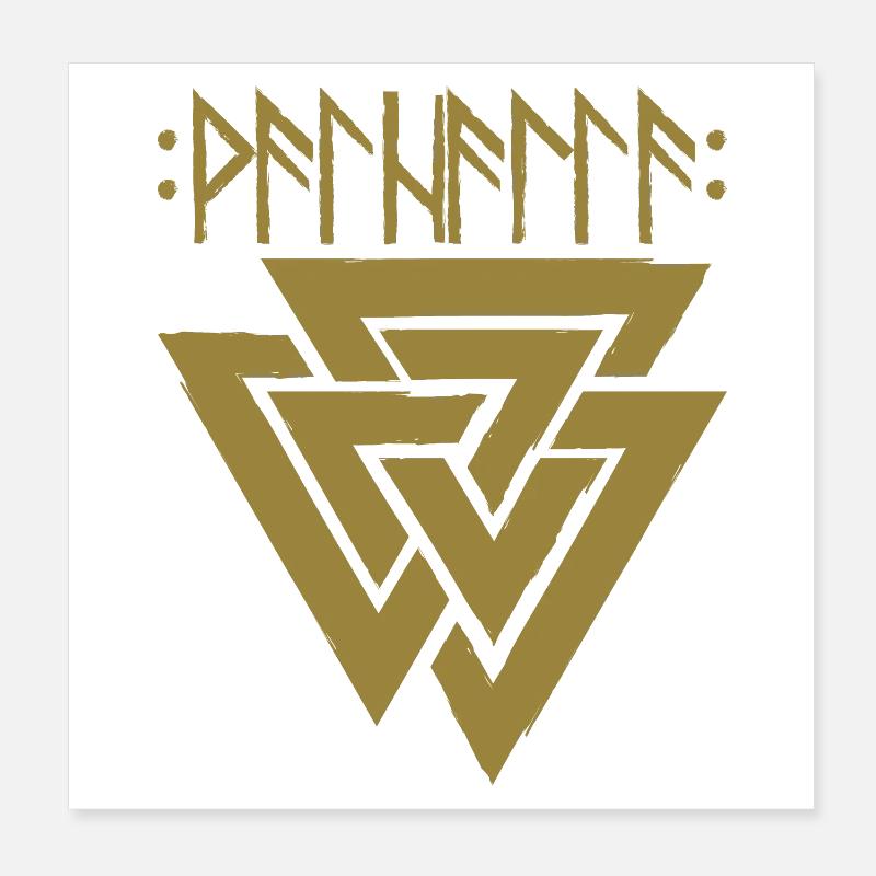 Valhalla en runes avec Valknut, symbole d'Odin Poster 20 x 20 cm