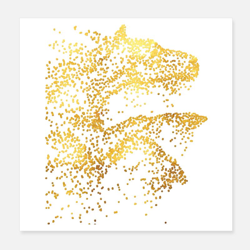 Équitation - cavalier - école d'équitation - cheval - or Poster 20 x 20 cm