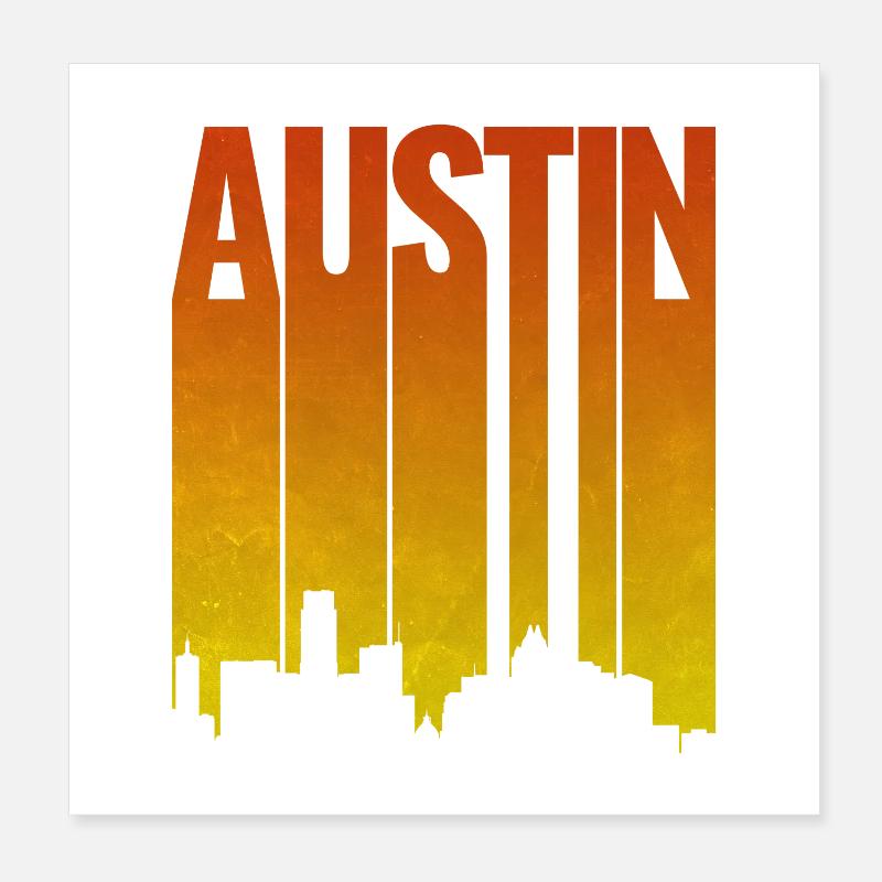Austin Skyline Evening Light Poster 8" x 8" (20x20 cm)