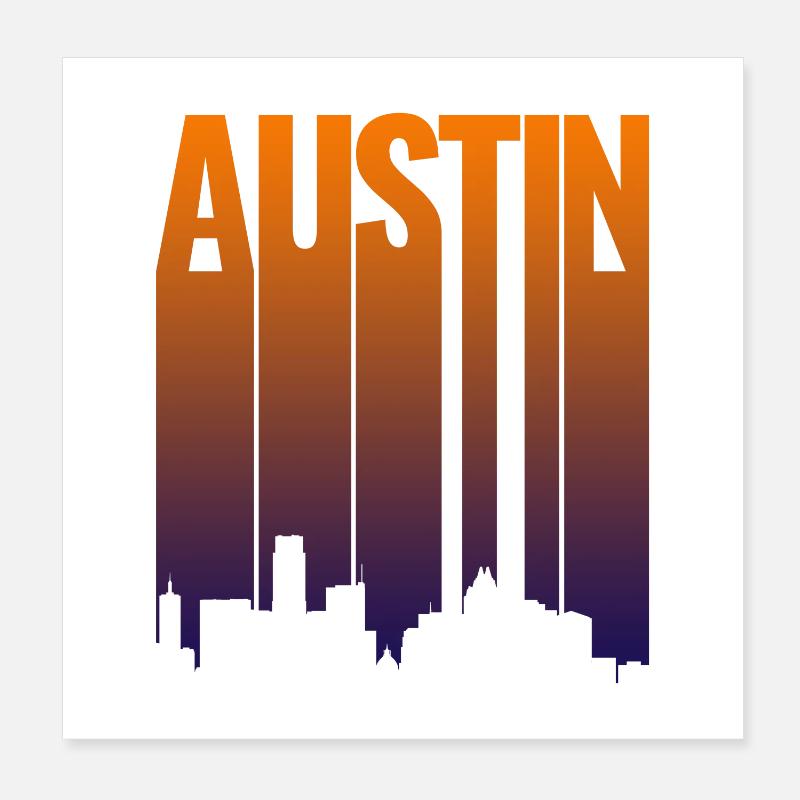 Austin Skyline Gradient Poster 20x20 cm