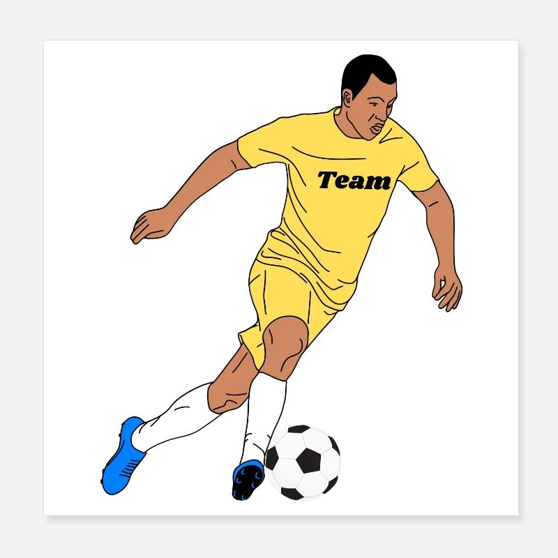 Yellow Team Player Motif Poster 8" x 8" (20x20 cm)