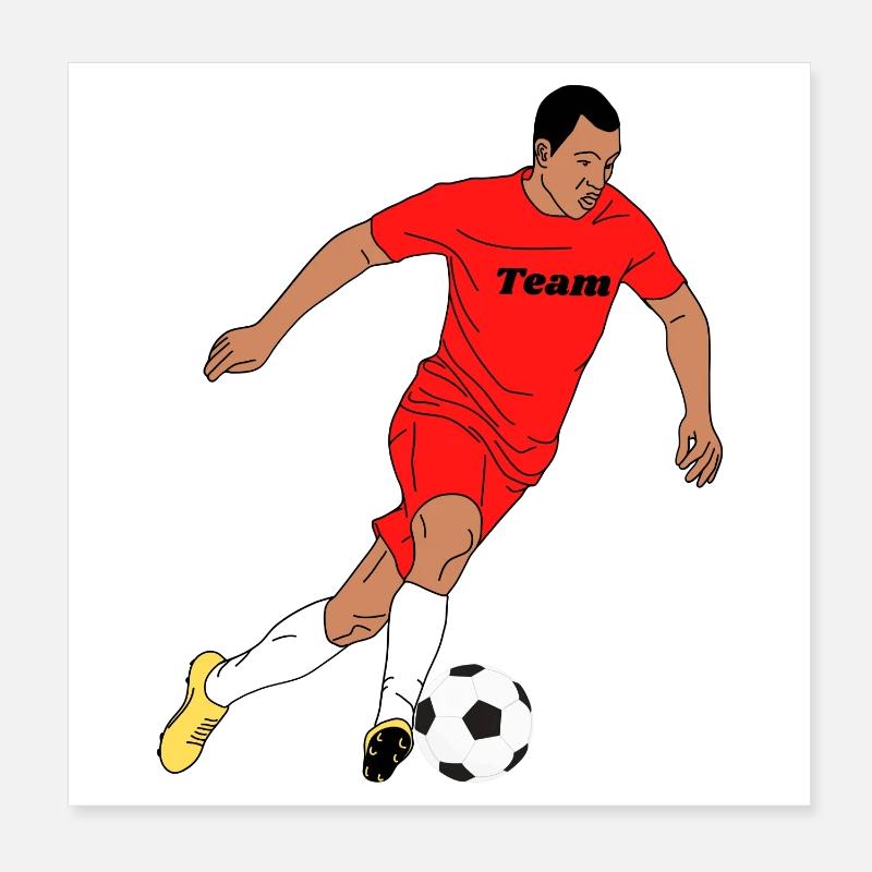 Footballeur rouge dans la conception de l’équipe Poster 20 x 20 cm