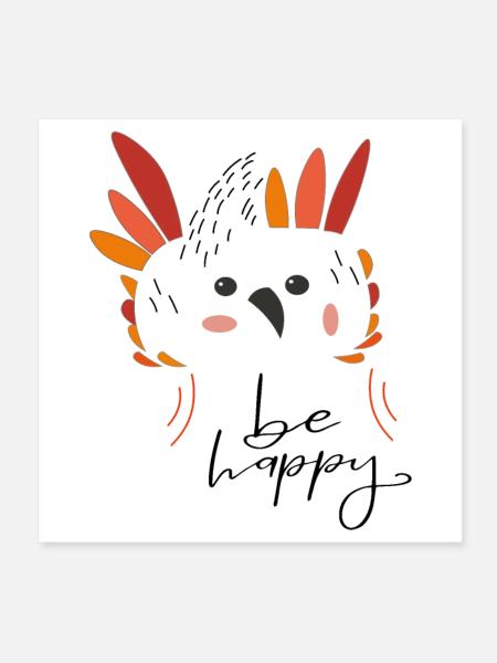 be happy - Poster 20x20 cm - Weiß