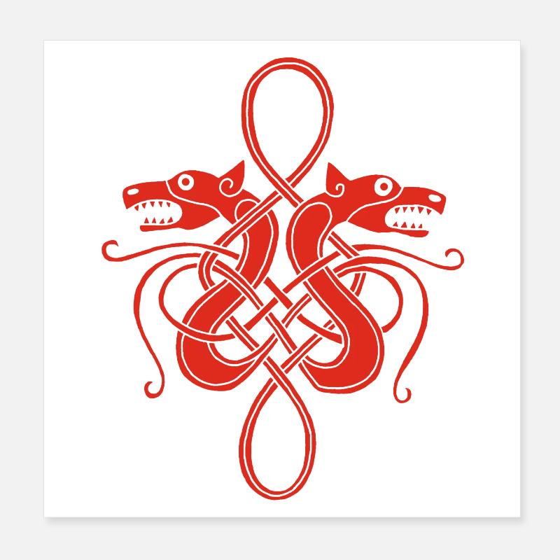Rote Wikinger-Hydra Poster 20x20 cm