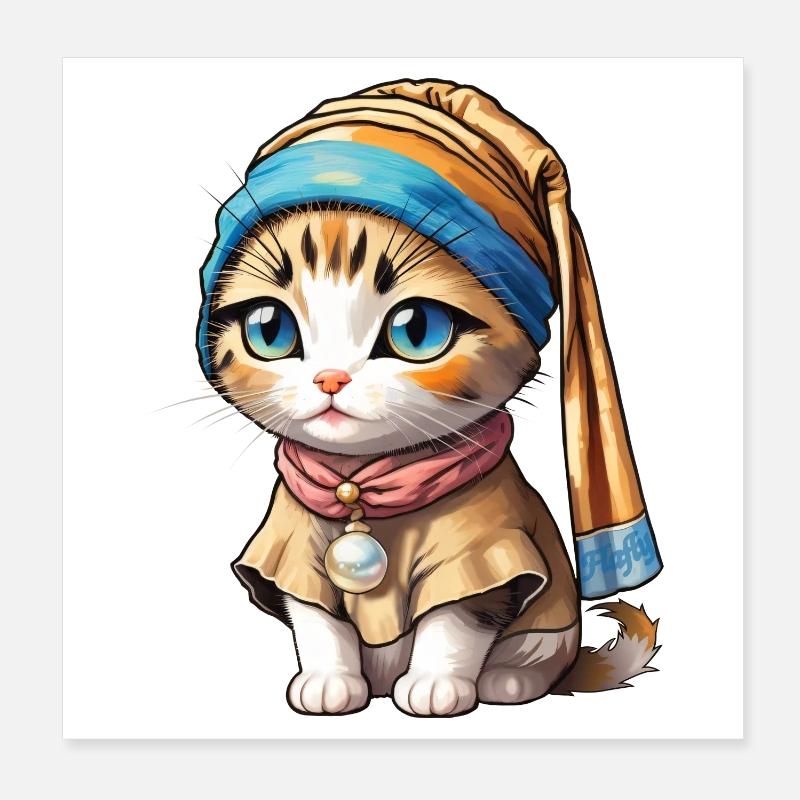 Chaton avec perle Poster 20 x 20 cm