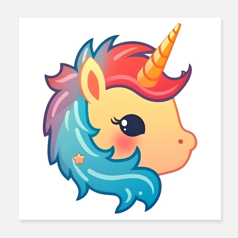 Licorne mignonne | Conception de licorne | Illustration Poster 20 x 20 cm